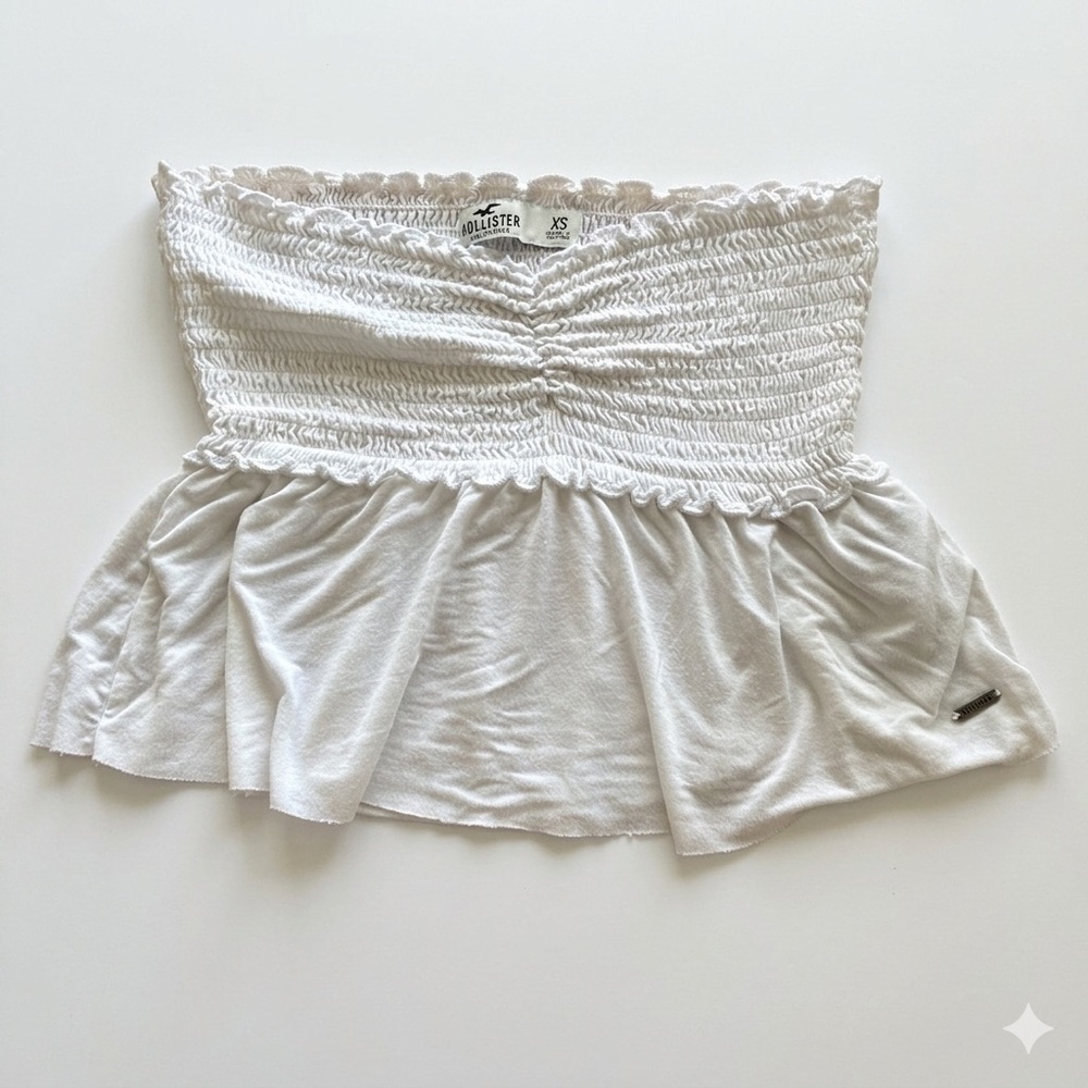 Hollister Y2K Smocked Babydoll Tube Top White Coquette Cottagecore XS